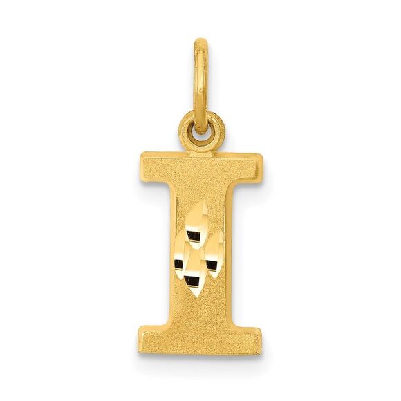 14k Yellow Gold, Julia Collection, Small Satin Block Initial I Pendant - Picture 1 of 5